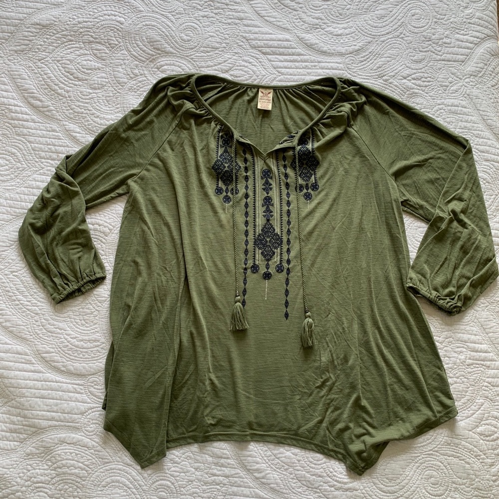 Faded Glory Olive Green Blouse